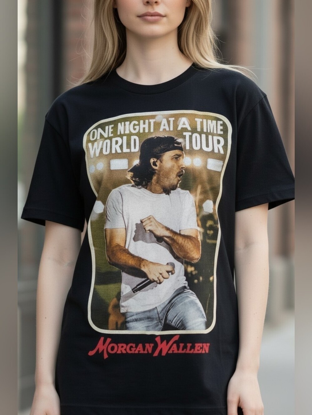 Morgan Wallen One Night At A Time World Tour T Shirt Mens XL Black Concert Merch